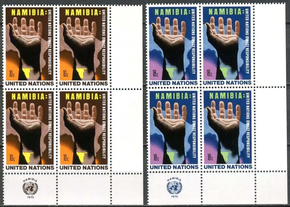 (1975) MiNr. 285 - 286 ** - OSN New York - rohová - 4-bl - Přímá odpovědnost Organizace spojených národů za Namibii
