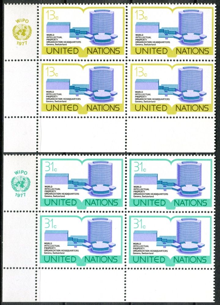 (1977) MiNr. 303 - 304 ** - OSN New York - 4-bl - Světová organizace duševního vlastnictví (WIPO)