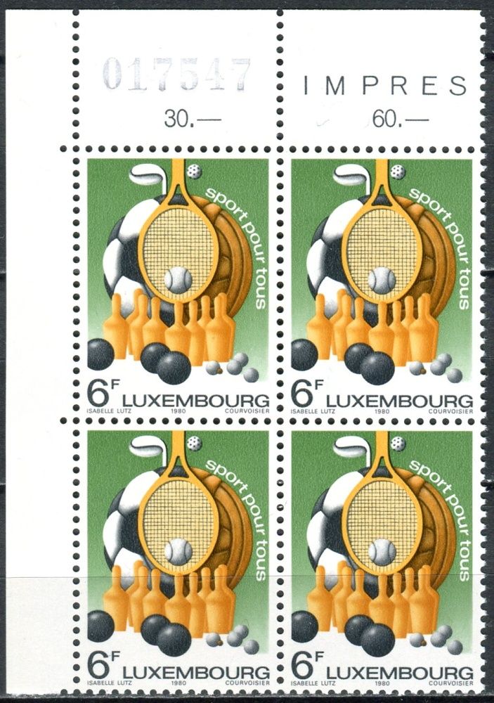 (1980) MiNr. 1011 - ** - Lucembursko - 4-bl - Sport pro každého