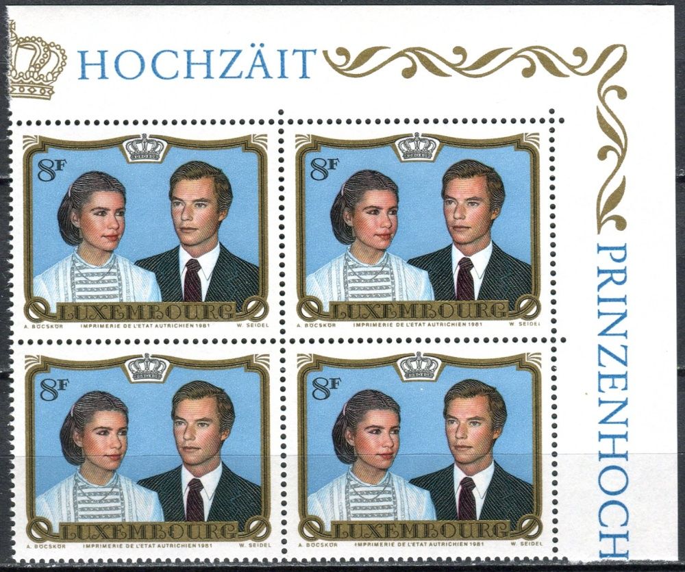 (1981) MiNr. 1036 - ** - Lucembursko - 4-bl - Svatba velkovévody Henriho a velkovévodkyně Marie Terezie