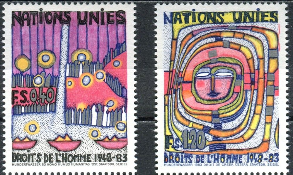 (1983) MiNr. 117 - 118 ** - OSN Ženeva - 35. výročí Všeobecné deklarace lidských práv