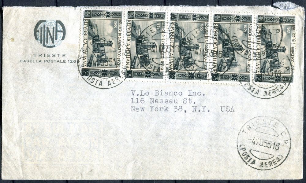 Letecký dopis - Itálie - USA - MiNr. 947