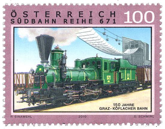 (2010) MiNr. 2861 ** - Rakousko - Železnice (XII): 150 let Köflacher Bahn