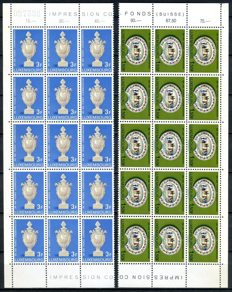 (1967) MiNr. 754 - 755 ** - Lucembursko - 15-bl - 200 let lucemburské fajánse