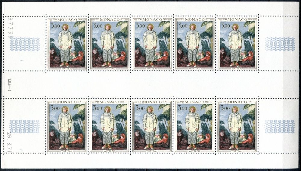 (1972) MiNr. 1031 ** - Monako - PL - 250. výročí úmrtí Jean Antoine Watteau