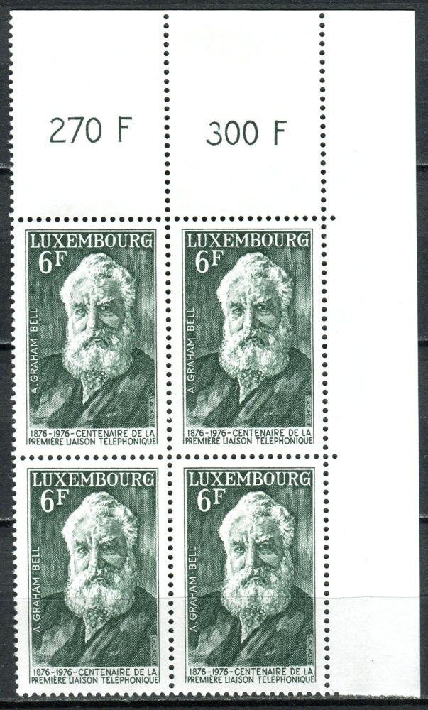 (1976) MiNr. 935 ** - Lucembursko - 4-bl - 100 let telefon - Alexander Graham Bell