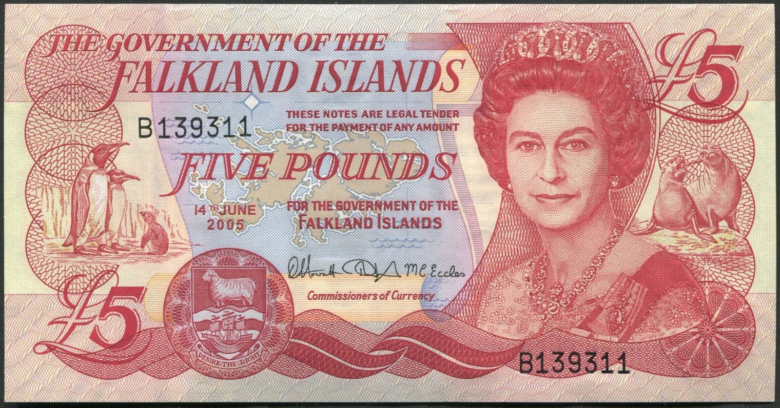 Falklandy (P 17) - 5 pounds (2005) - UNC