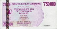 Zimbabwe - (P 52) 750 000 dollars (2007) - UNC