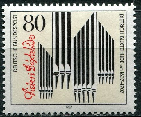 (1987) MiNr. 1323 ** - Německo - Dietrich Buxtehude (cca. 1637-1707), skladatel a varhaník
