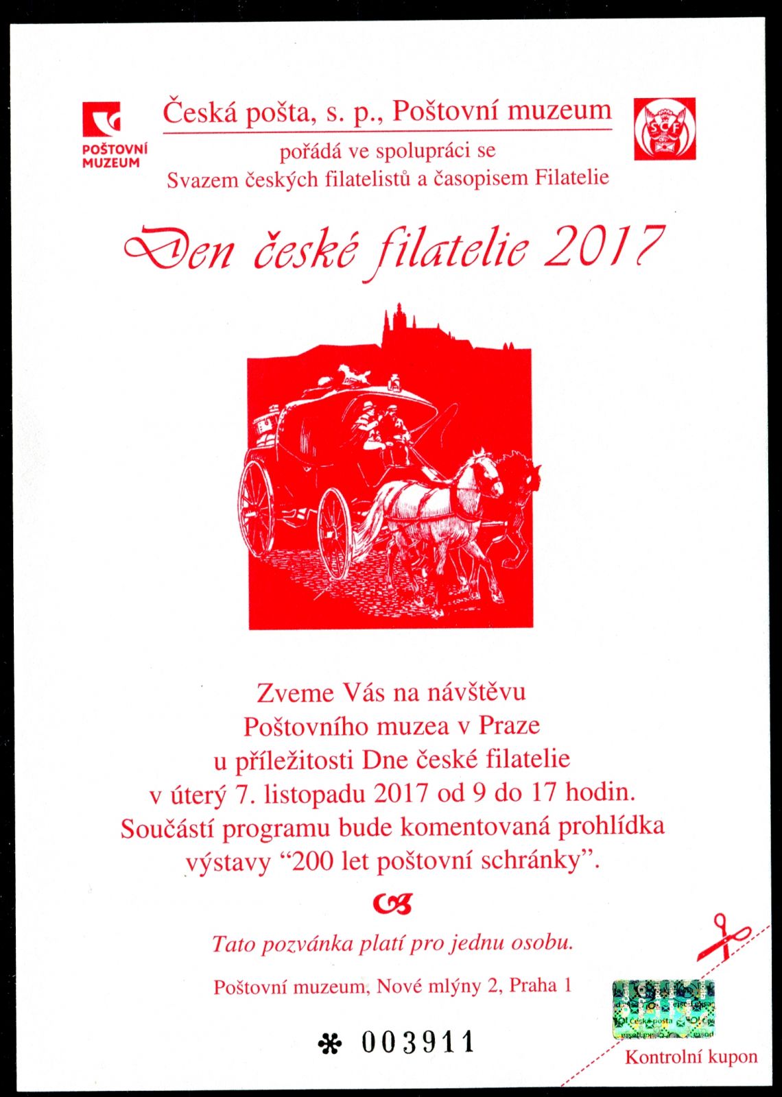 (2017) PPM 21 - Den české filatelie 2017 (K.F.)