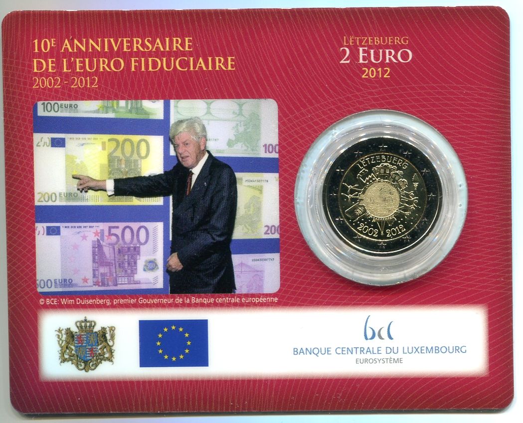 (2012) 2€ - Lucembursko - 10. výročí Eura - mincovní karta (144/10000)
