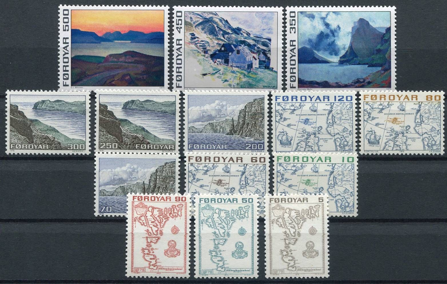 (1975) MiNr. 7 - 20 ** - Faerské ostrovy - mapy a obrazy