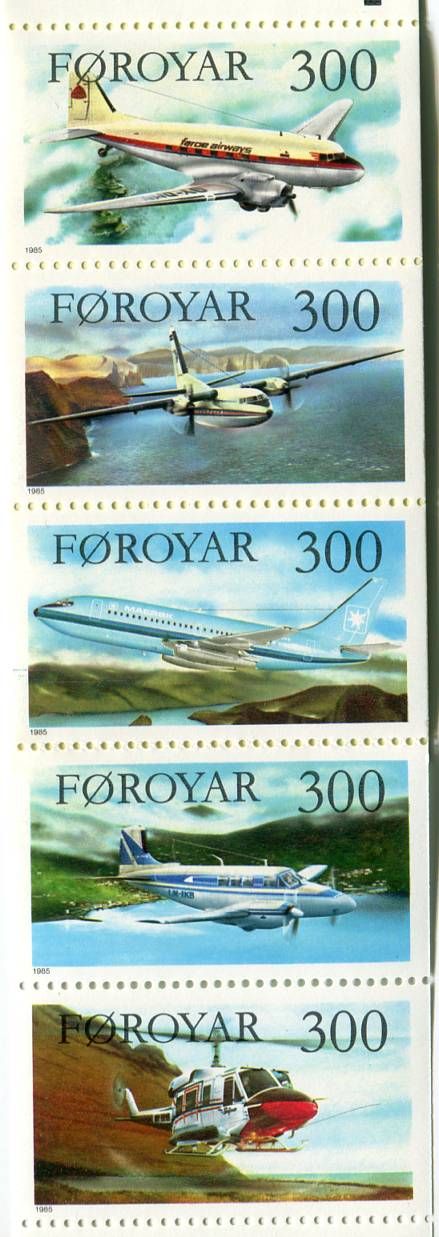 (1985) MiNr. 125 - 129 ** (MH 3) - Faerské ostrovy - Letadla