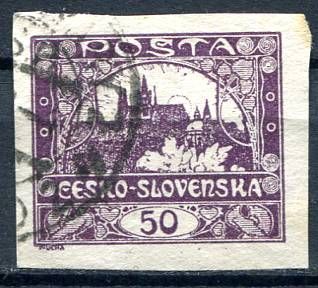 (1918) čr. 15 - O - Československo - známka: Hradčany 50 h - tmavě fialová