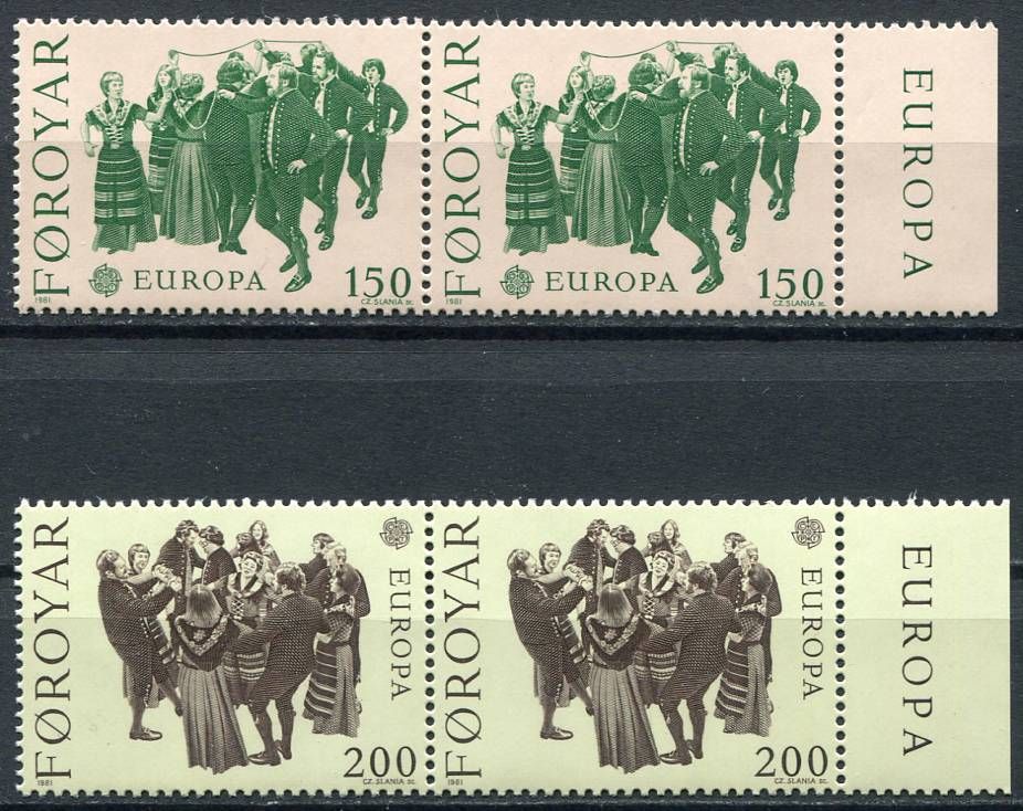 (1981) MiNr. 63 - 64 **, 2-bl - Faerské ostrovy - EUROPA: floklór | www.tgw.cz