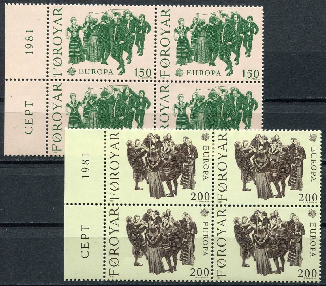 (1981) MiNr. 63 - 64 **, 4-bl - Faerské ostrovy - EUROPA: floklór