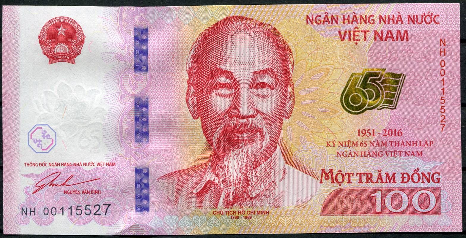 Vietnam - (P 125) - 100 Dông (2016) UNC - pamětní bankovka NH série