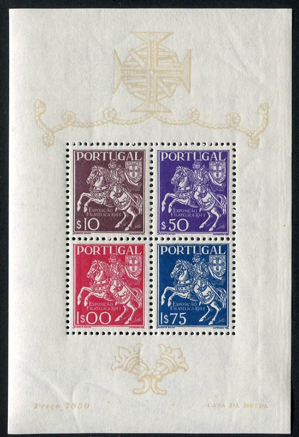 (1944) MiNr. 665 - 668 ** - Portugalsko - BLOCK 5 - Výstava známek Lisabon | www.tgw.cz