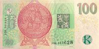 Česká republika (P 18g) bankovka 100 Kč (2018) - UNC - zadní strana
