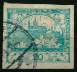 (1918) č. 8 - O - Československo -známka:  Hradčany 20 h - modrozelená (2)