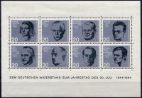 (1964) MiNr. 431 - 438, BLOCK 3 ** - Německo - Atentátu na Adolfa Hitlera