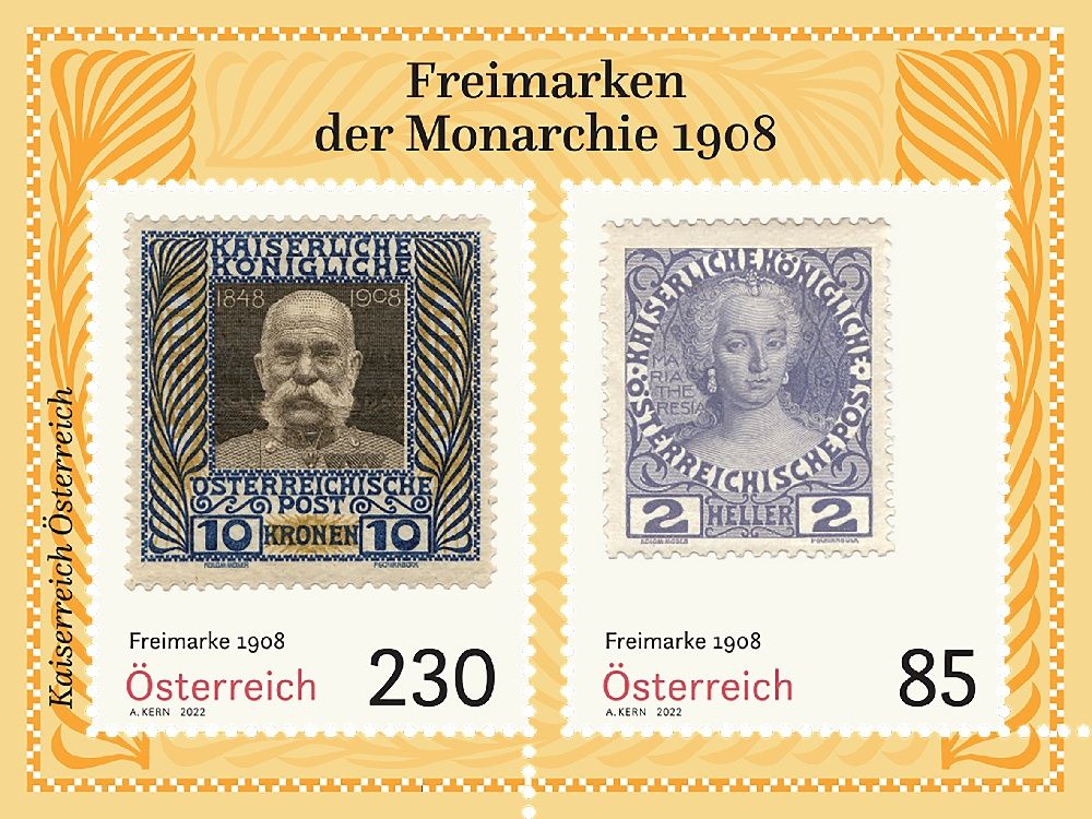 (2022) MiNr. 3636 - 3637 **, Block 132 - Rakousko - Poštovní známky 1908
