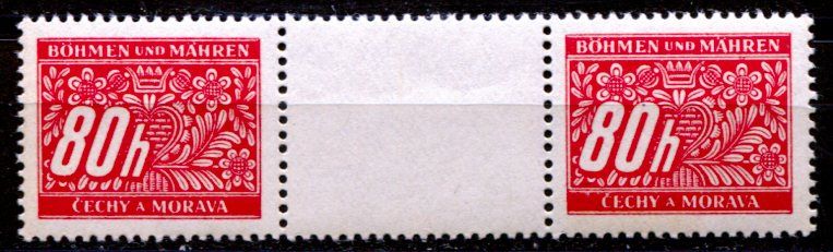 (1939) č. DL 8 ** - B.ü.M. - meziarší 2 zn. - Doplatní známky