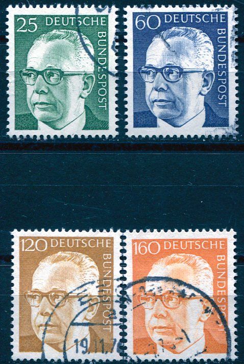 (1971) MiNr. 689 - 692 - O - Německo - Dr. G. Heinemann (1899-1976) (1)