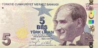 Turecko (P 222e) 5 Lir (2021) - UNC