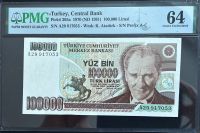 Turecko (P205a) 100 000 Lir 1970 (1991) - UNC - cert. PMG