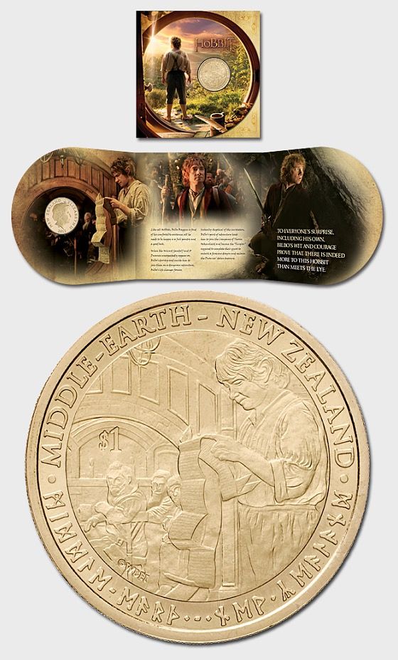(2012) Nový Zéland, mince 1$, KM-364 - Hobbit - Bilbo Baggins (b.k.) blistr