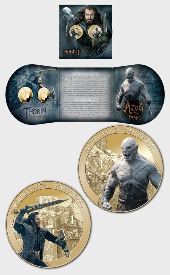 (2014) Nový Zéland, mince 2x1$ - Hobbit - Bitva pěti armád - Thorin a Azog (b.k.) blistr