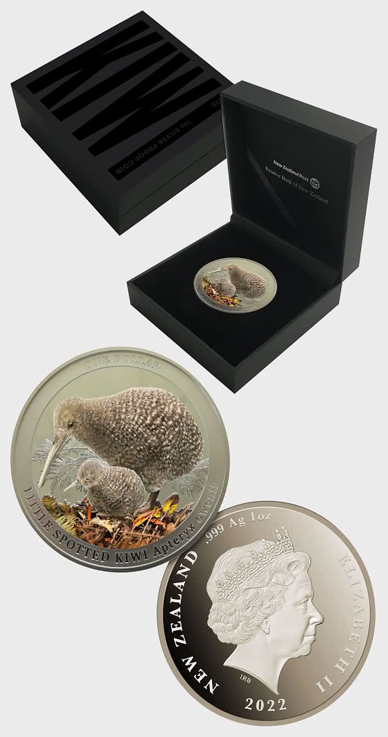 (2022) stříbrná mince 1$ (Ag, 1 oz.) - Nový Zéland - Kiwi 22 (proof)