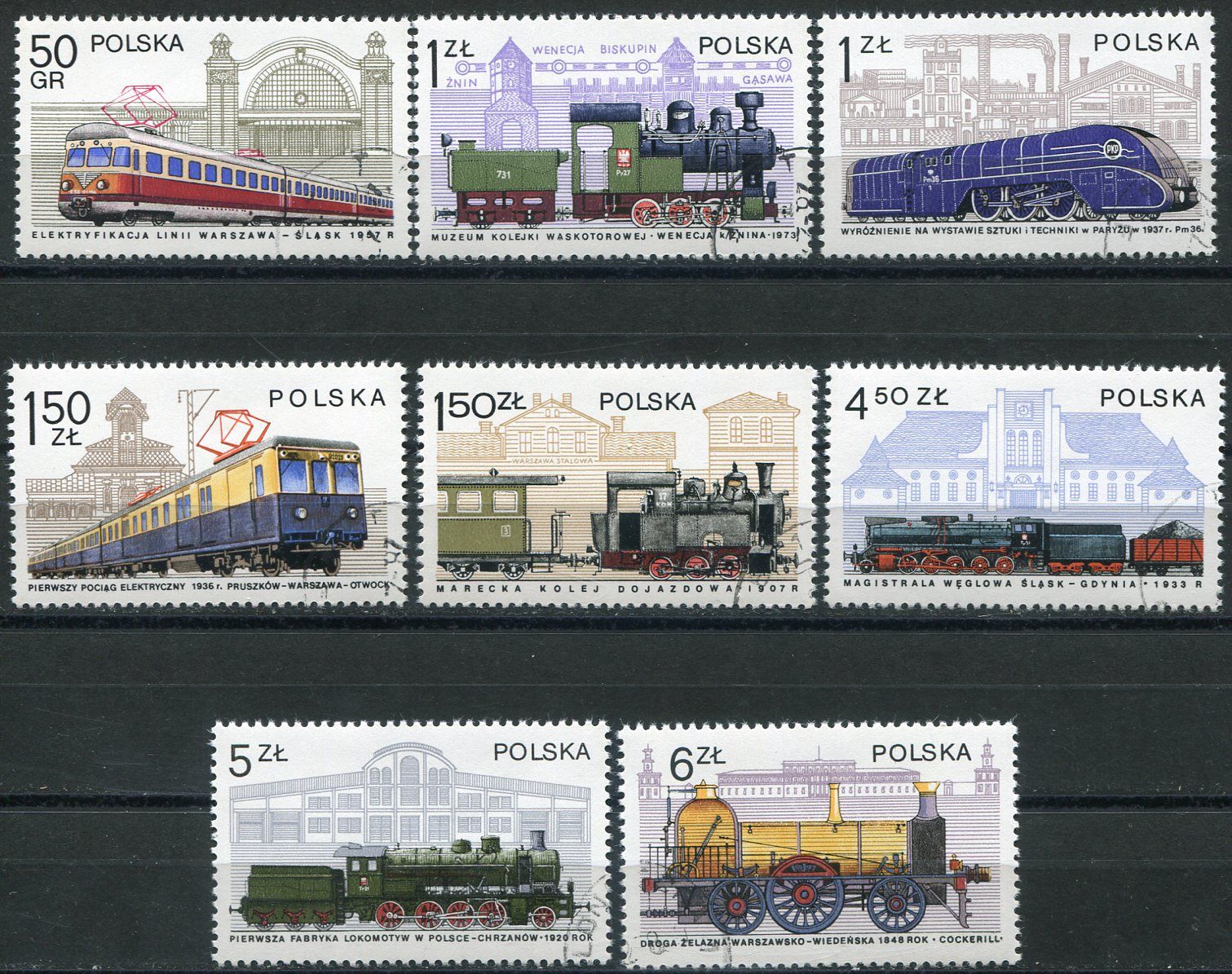 (1978) MiNr. 2543 - 2550 - O - Polsko - Železnice