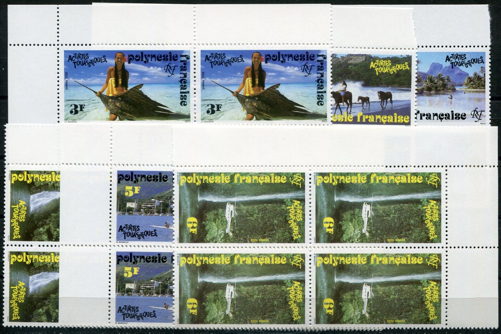 Post France (1992) MiNr. 599 - 604 **, 4-bl - Fr. Polynesie - Turismus