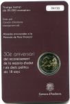 (2015) Andorra - 2 € - mincovní karta - 30. výročí stanovení věku plnoletosti