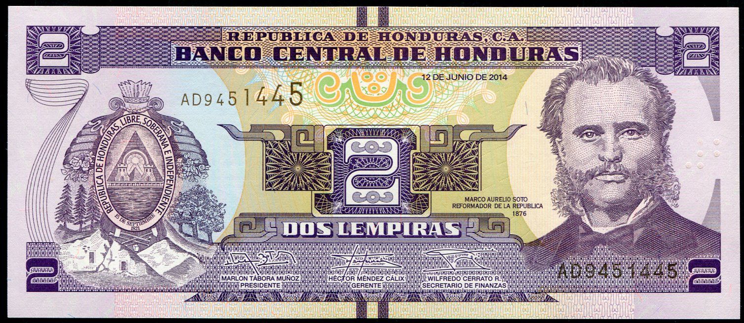 Honduras (P 97b) 2 LEMPIRAS (2014) - UNC