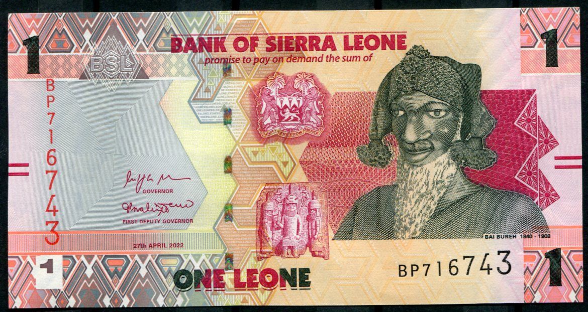 Sierra Leone (P 34) bankovka 1 LEONE (2022) měnová reforma - UNC