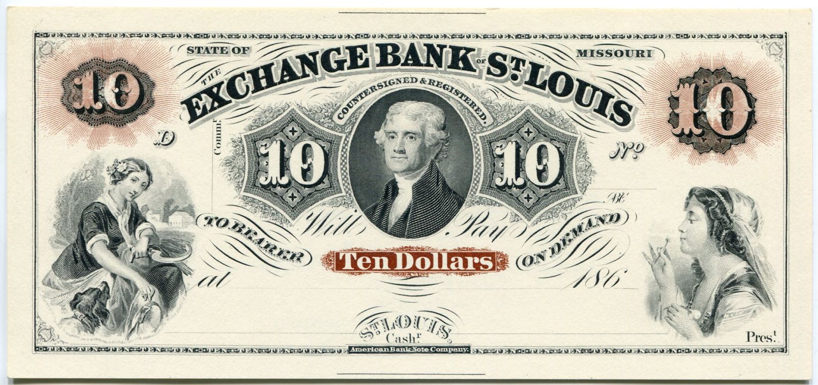 USA - certifikát 10 dollars Exchange bank St. Louis (1979)