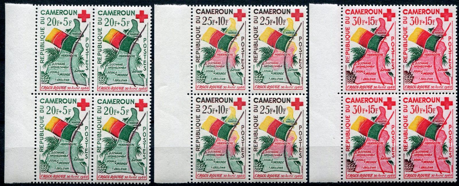 (1961) MiNr. 326 - 328 **, 4-bl - Kamerun - Červený kříž