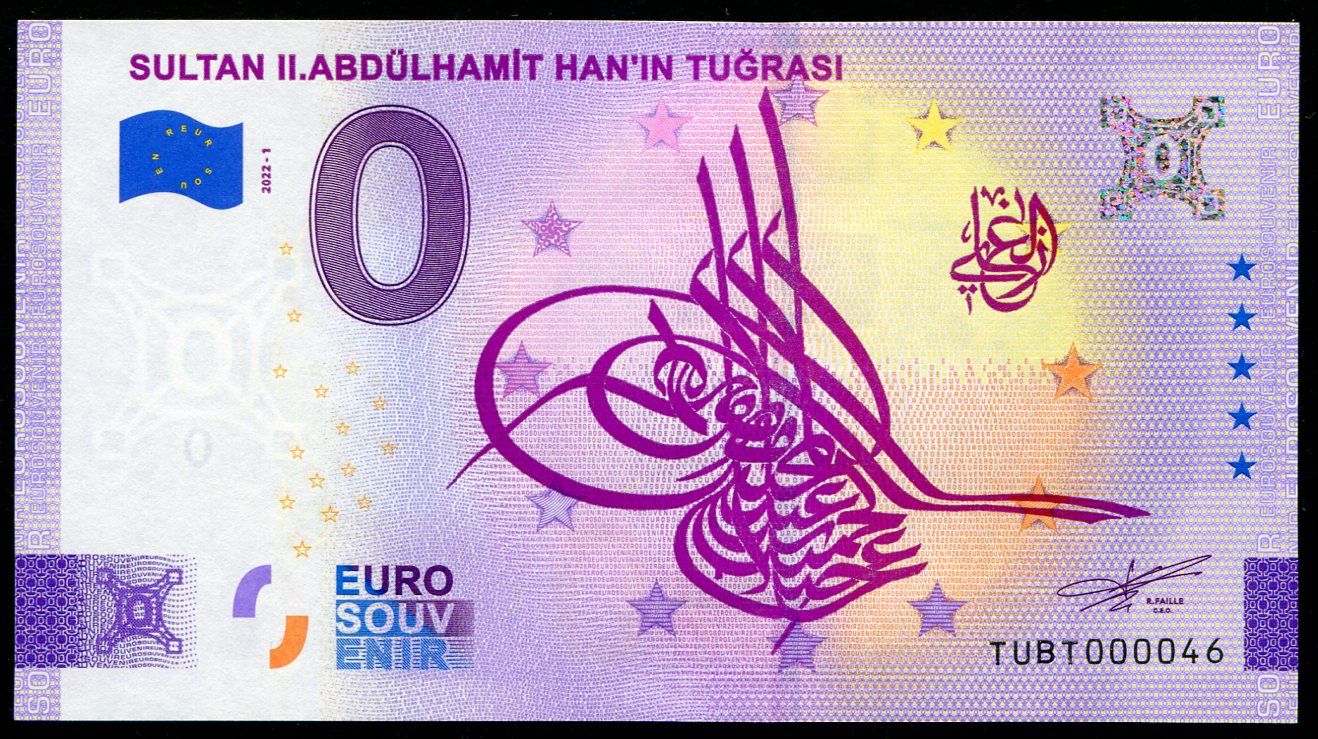 (2022-1) Turecko - Sultan II. Abdülhamit H. Tugrasi - € 0,- pamětní suvenýr