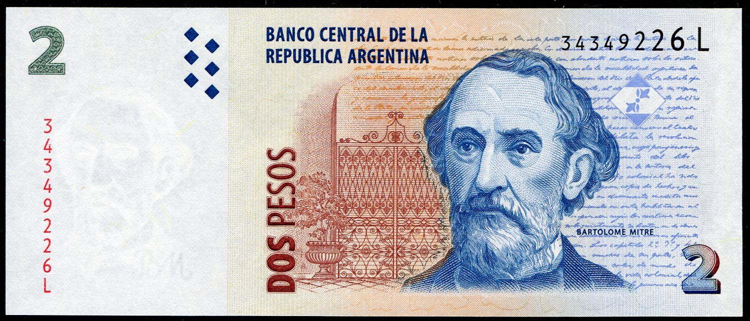 Argentina (P 352a.6) bankovka 2 Pesos (2013) - UNC