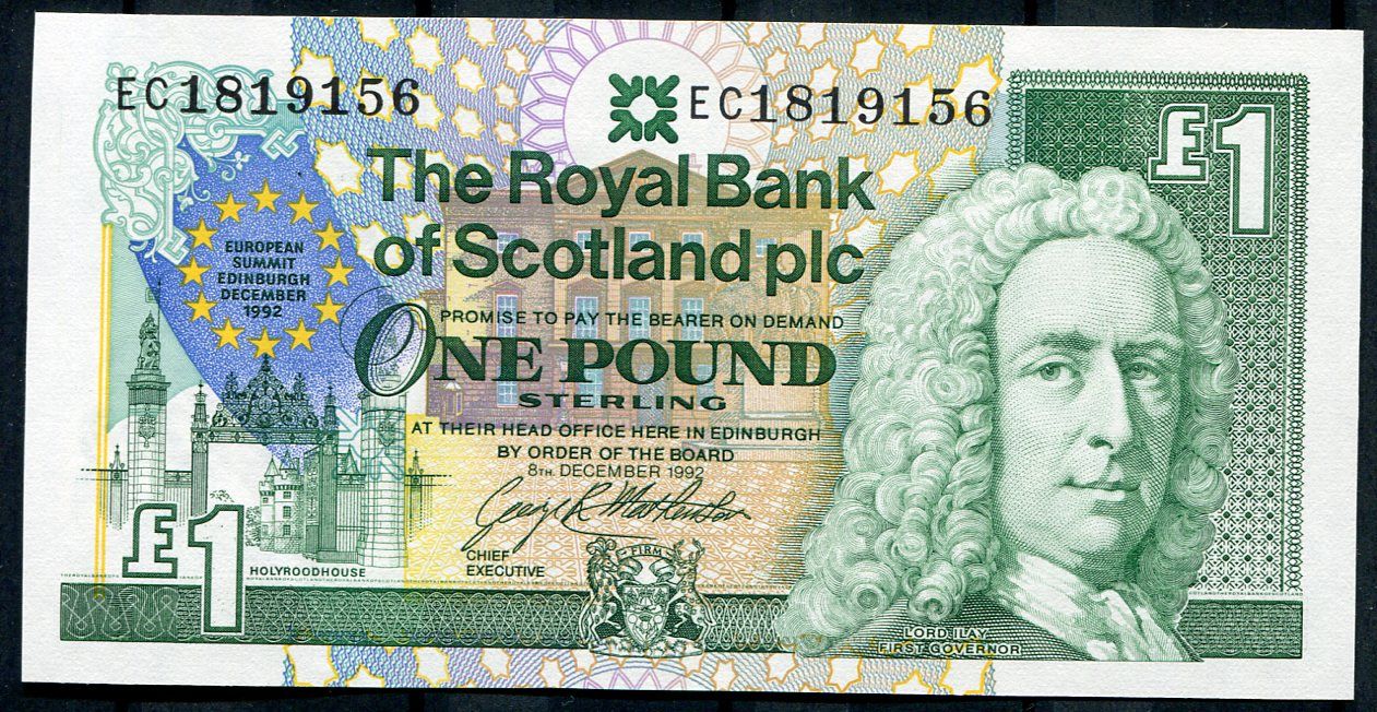 Skotsko - The Royal bank of Scotland Skotsko (P 356) 1 LIBRA (1992) pamětní bankovka - UNC EC série