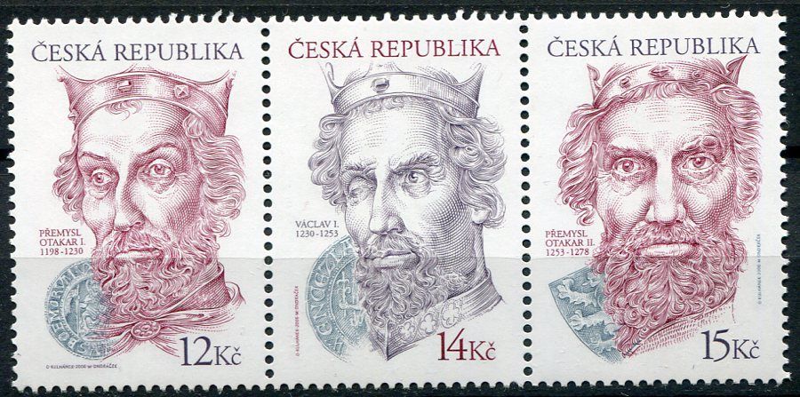 Česká pošta (2006) č. 476 - 478 ** - Česká republika - 3-bl - Dědiční králové z rodu Přemyslovců
