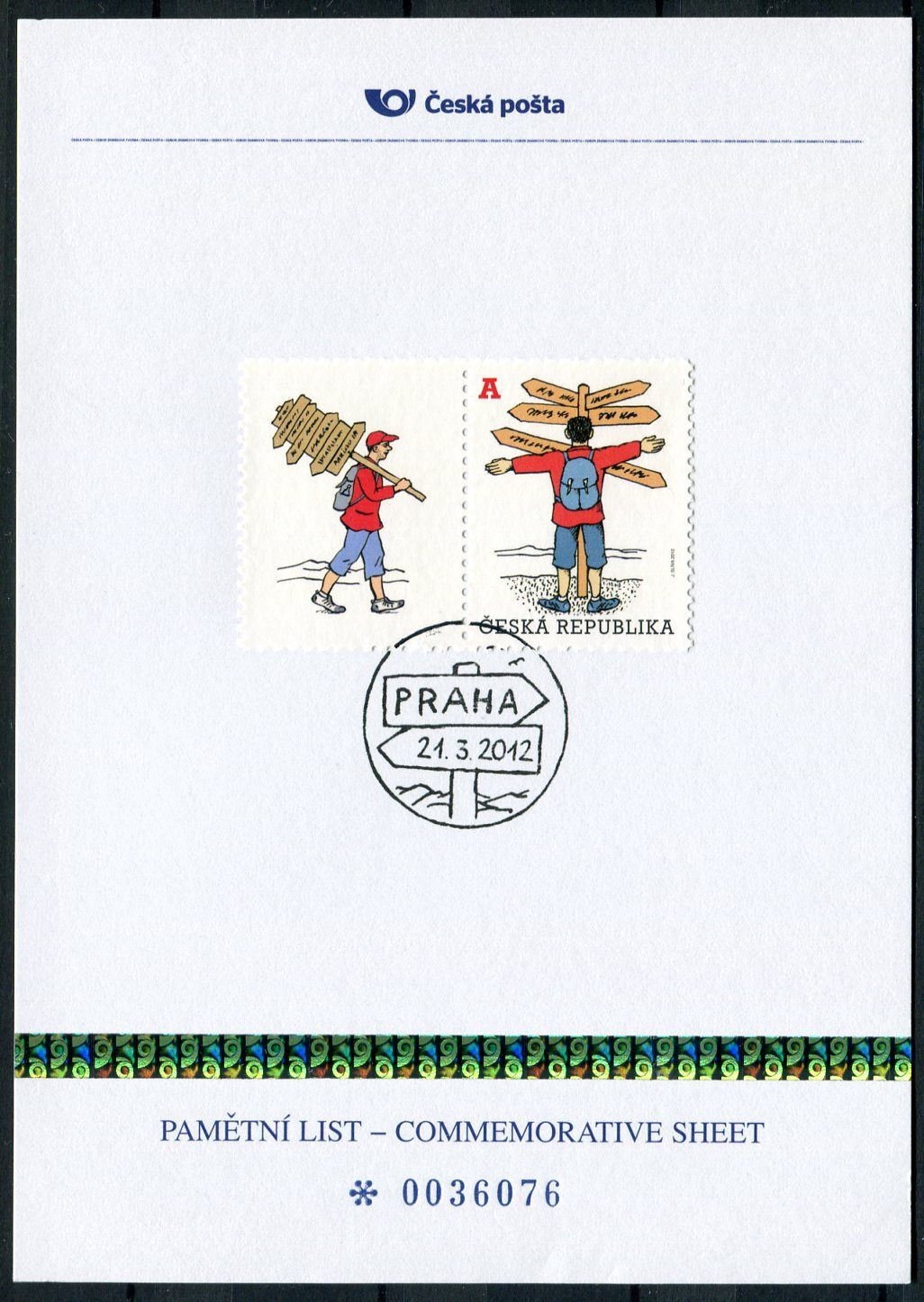 Česká pošta (2012) PLZ 16 - Pamětní list - Praha: Turistika