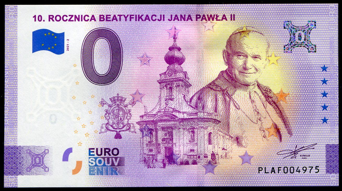Eurosuvenir (2021-2) Polsko - Papež Jan Pavel II. - € 0,- pamětní suvenýr