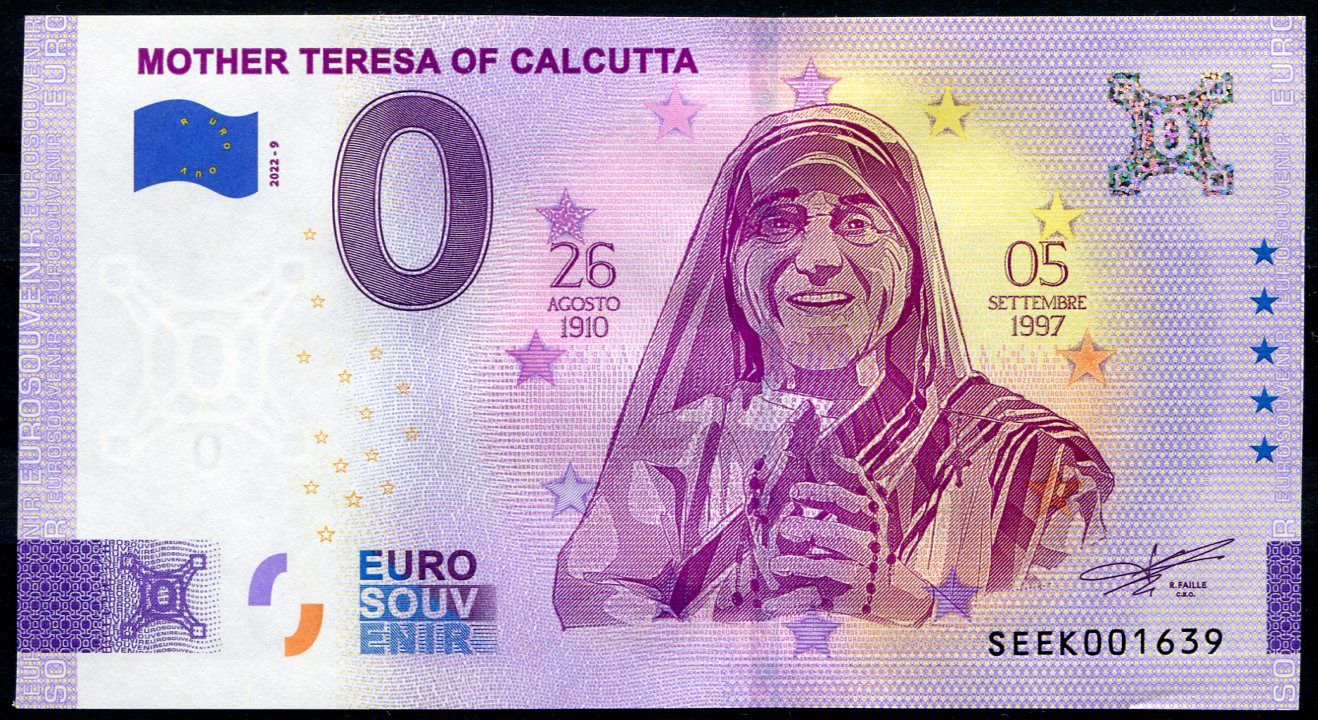 Eurosuvenir (2022-9) Itálie - Matka Tereza z Kalkaty - € 0,- pamětní suvenýr