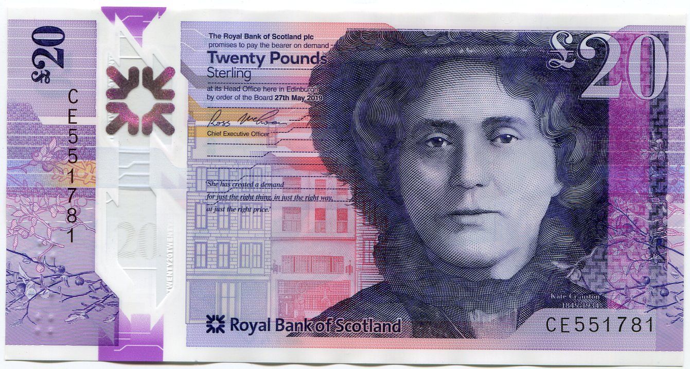 Skotsko - The Royal bank of Scotland Skotsko (P 372a.1) 20 Pounds Sterling (2019) RBS - UNC - polymer