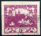(1918) č. 2 - O - Československo I. - známka: Hradčany 3 h - fialová