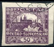 (1918) čr. 15 - O - Československo - známka: Hradčany 50 h - tmavě fialová